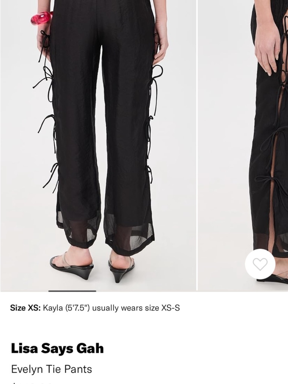 LISA SAYS GAH EVELYN TIE PANT SIZE XL BLACK ORGANZA - Picture 9 of 9